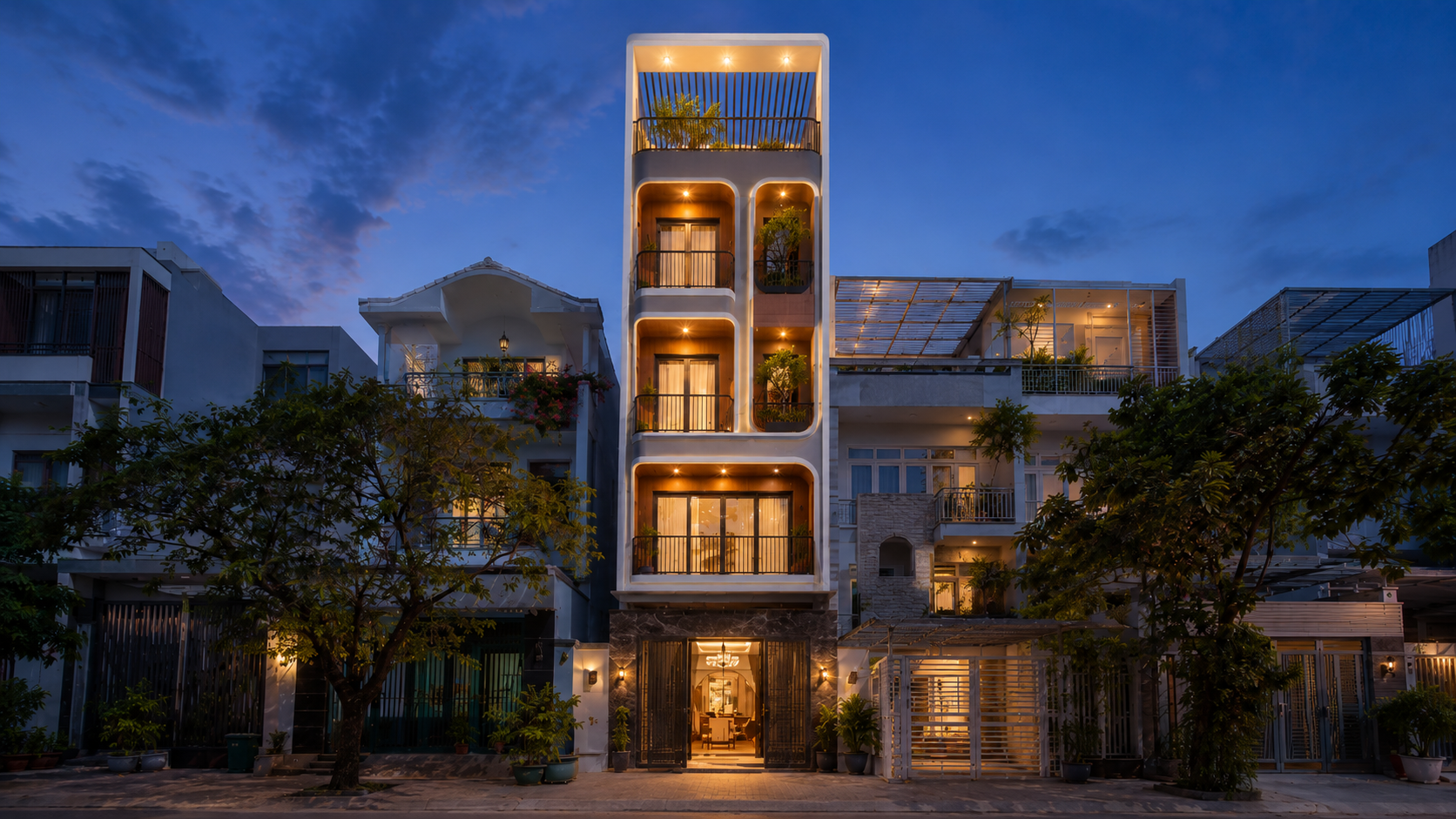 Modern architecture at dusk